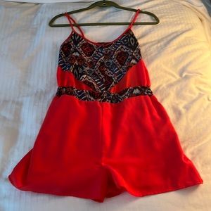 Orange boho romper